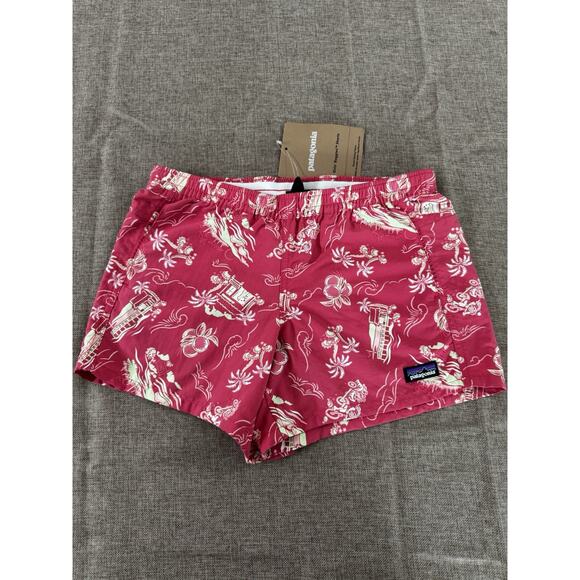 PATAGONIA GIRL'S XL BAGGIES SHORTS IN CERISE C STREET PINK RETRO HAWAIIAN PRINT - Picture 1 of 3